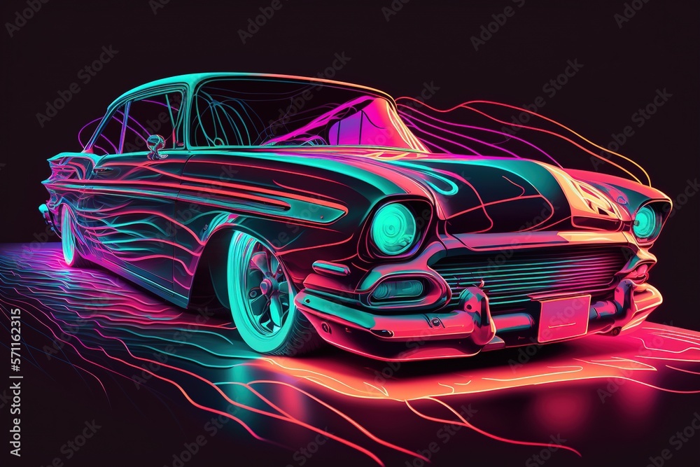 Cars with colored rays