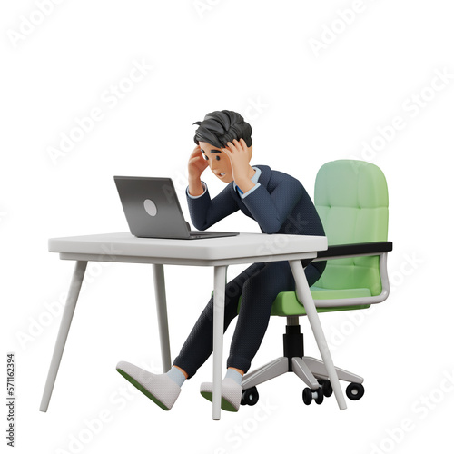 Man frustated in front of computer 3D Icon