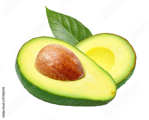 Photo Half of fresh avocado isolated. PNG transparency