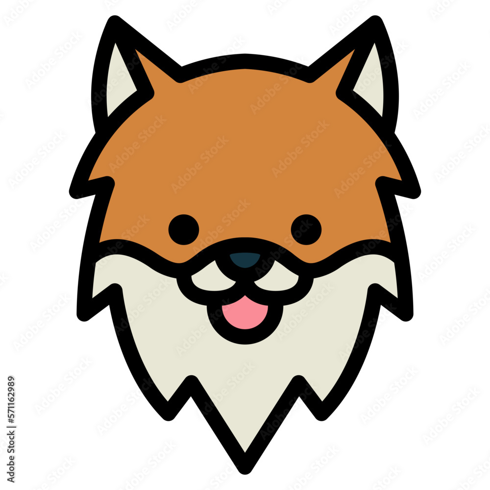 Pomeranian filled outline icon style Pomeranian filled outline icon style