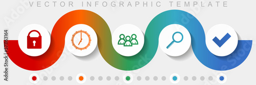 Internet infographic vector template with icon set, miscellaneous icons such as padlock, watch, people, lens and vote for webdesign and mobile applications