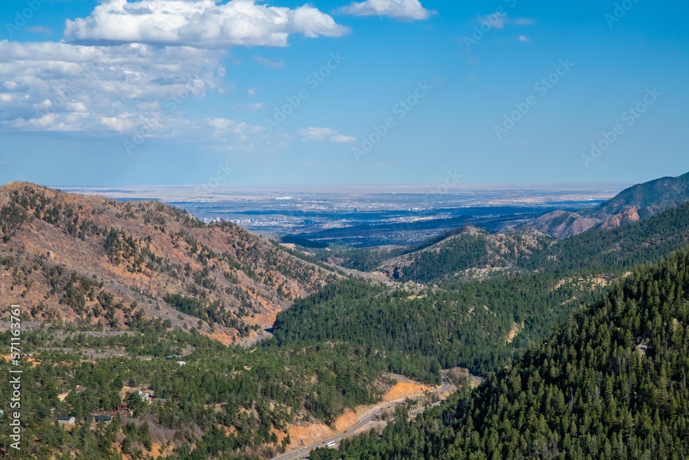 An overlooking view in Colorado Springs, Colorado