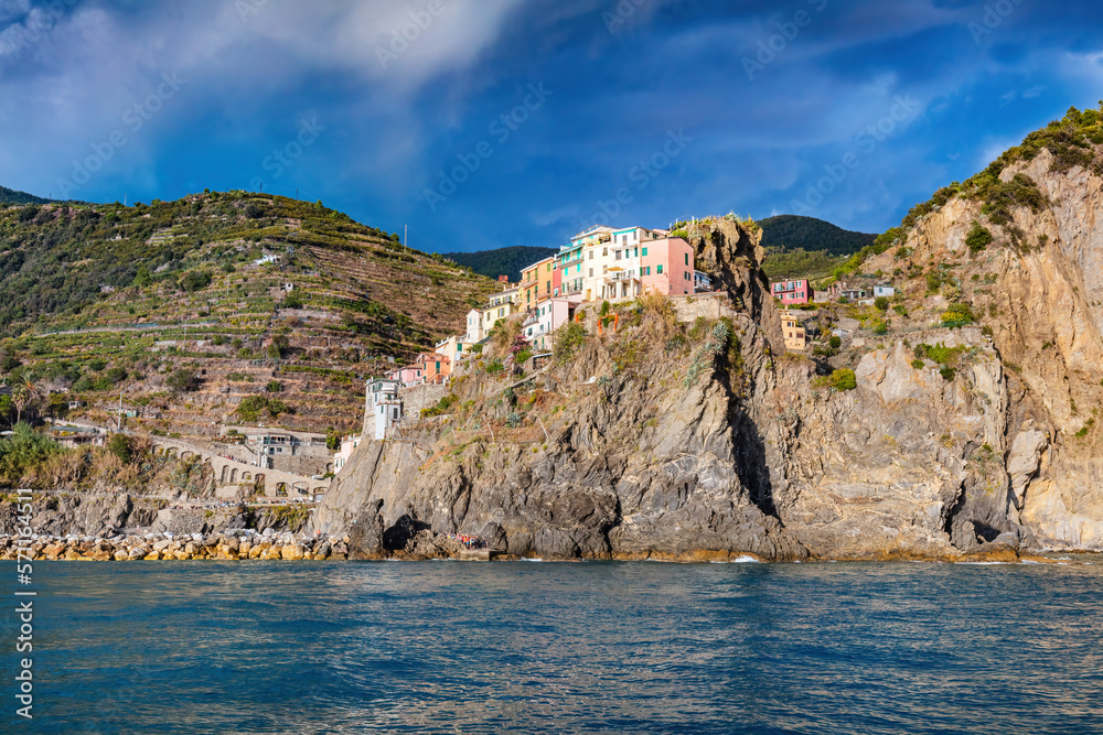 Cinque Terre coast with Manarola village in Italy