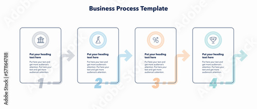 Photographie Modern business process template with four colorful stages