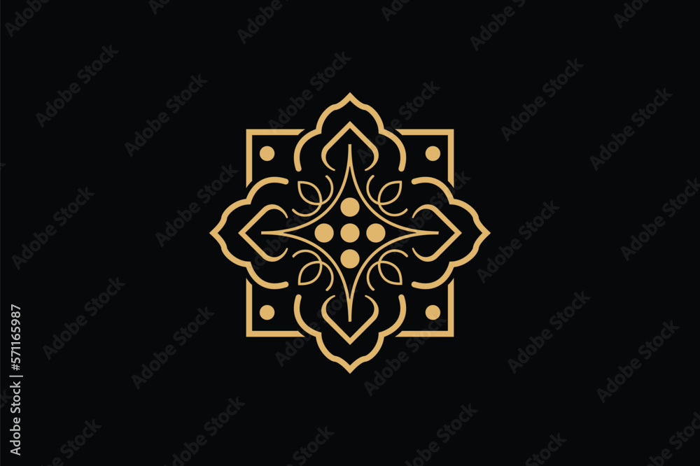 Abstract Minimal Golden pattern Vector Design Template on black background
