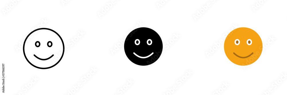 Fototapeta premium Emoji with a smile. Communication, chats, emoticons, networking, good mood. Vector set of icons in linear, black and red styles isolated on a white background.