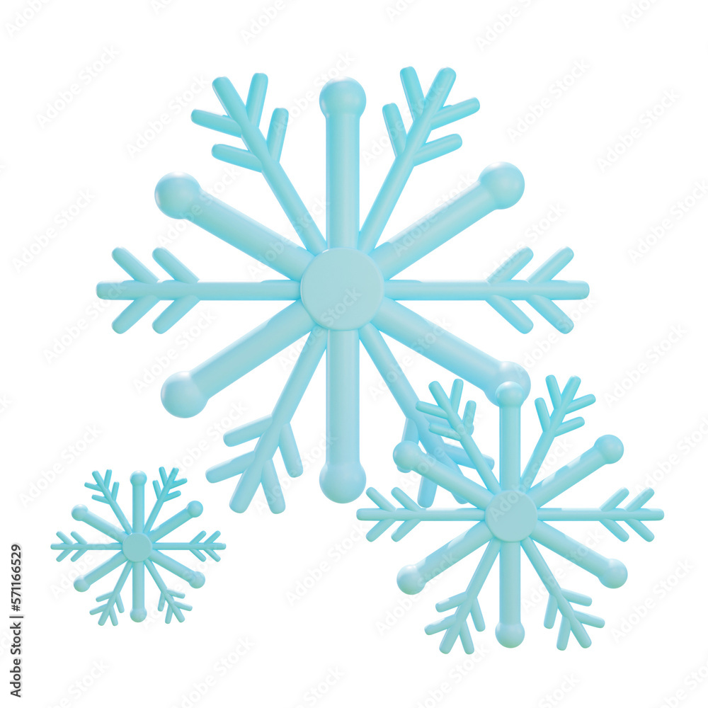 blue snow flakes 3D Icon blue snow flakes 3D Icon