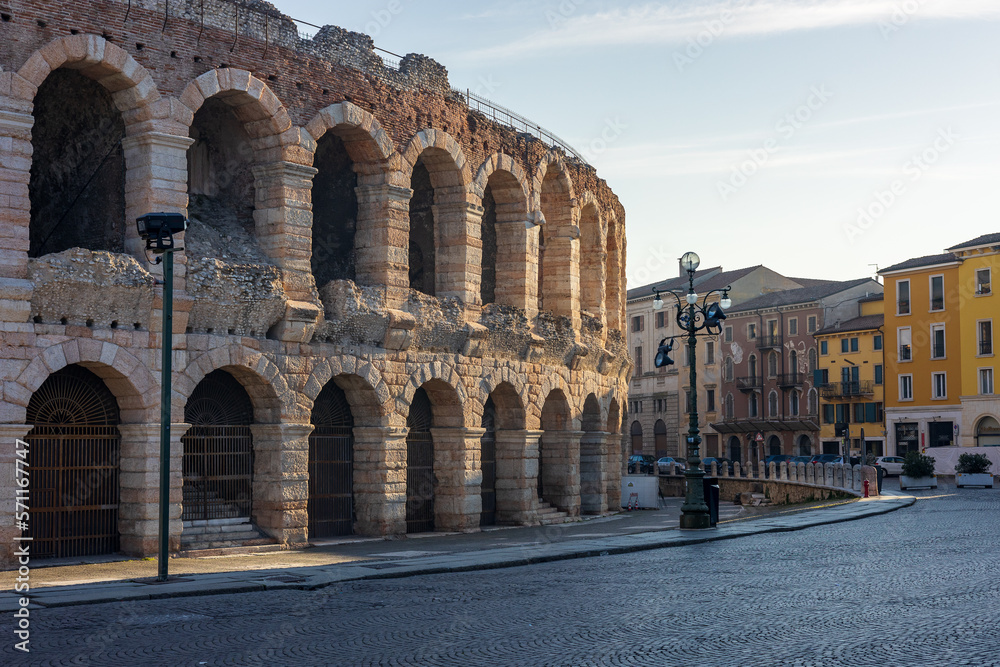 View of  Roman amphitheater - Arena di Verona, Verona,  Italy