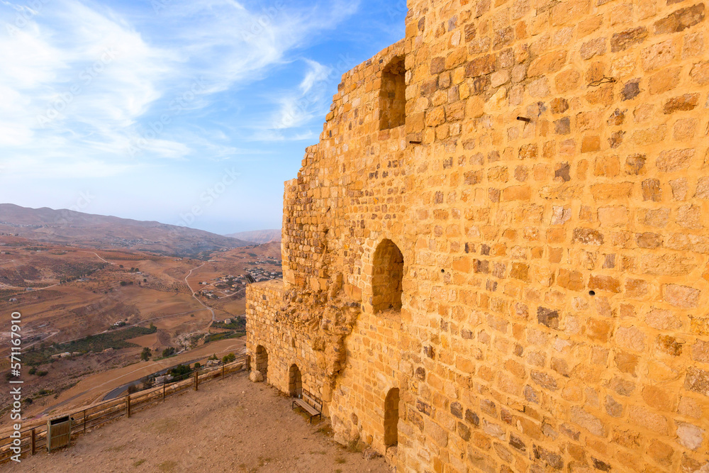 Al Karak or Kerak, Jordan Medieval Crusaders Castle ruins in the center of the city