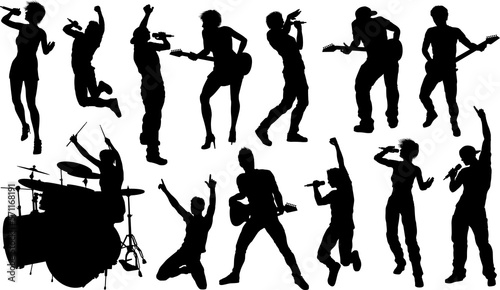 Silhouette Rock or Pop Band Musicians