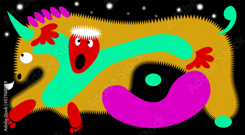 Wallpaper for smartphone or tablet as a background. Fantasy. abstraction. Toreador ,  bull. Modern progressive design template