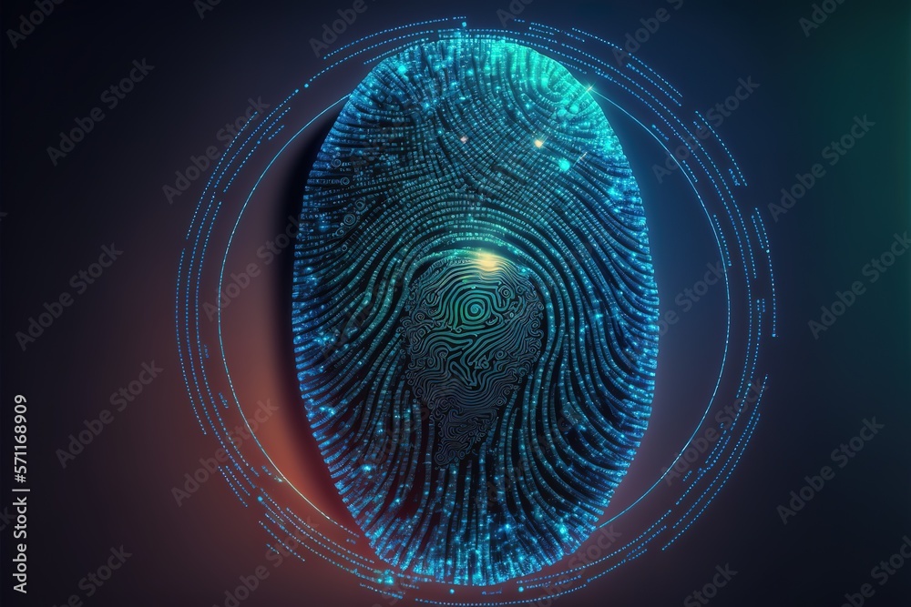 Cyber security, login, data protection concept Fingerprint scanning and ...