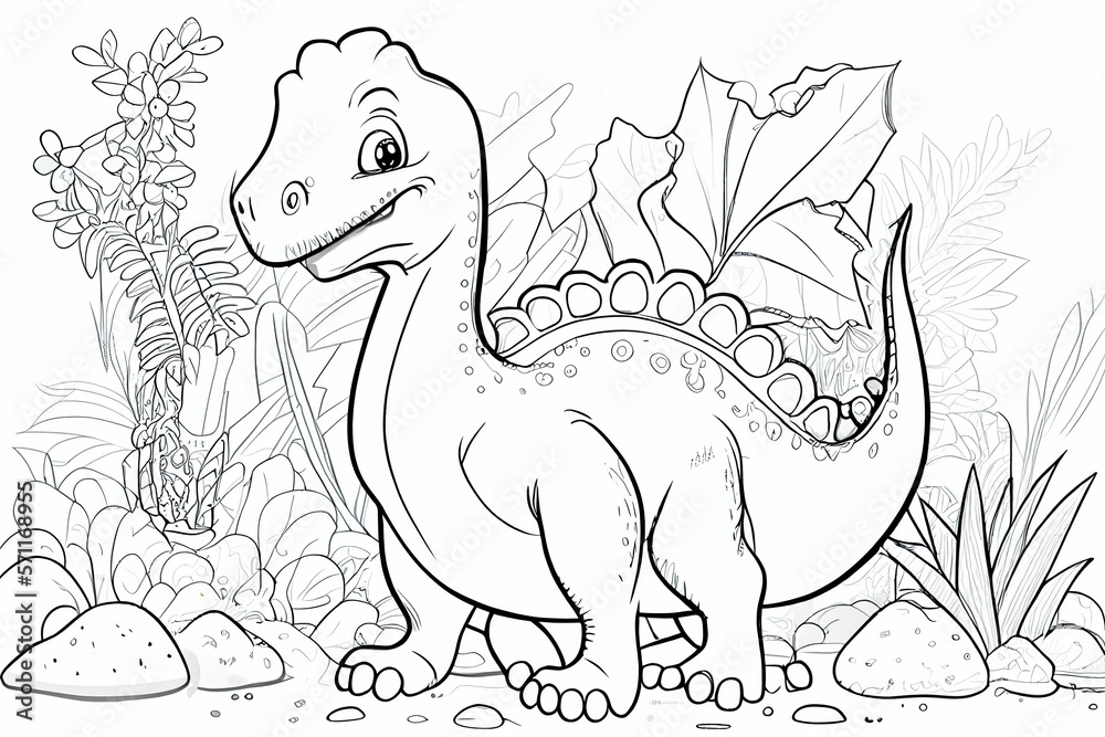 Dinosaurier als Ausmalbild für Kinder - Generative Ai