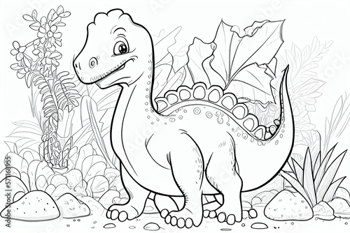 Dinosaurier als Ausmalbild für Kinder - Generative Ai © Sarah