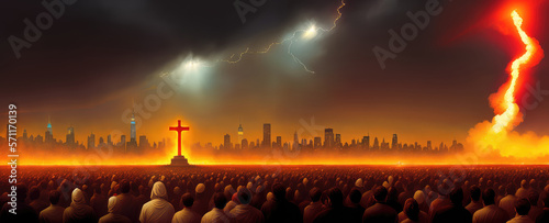Judgement day. The return of Jesus Christ, Bible concept. Illustration. Generative AI