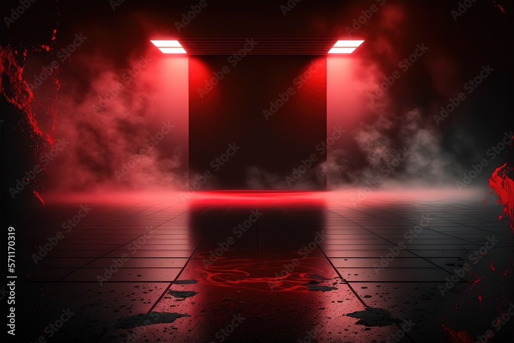ภาพประกอบสต็อก The dark stage shows, red background, an empty dark