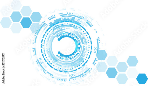 Abstract blue computer technology background with circuit board and  circle tech.illustration for elements