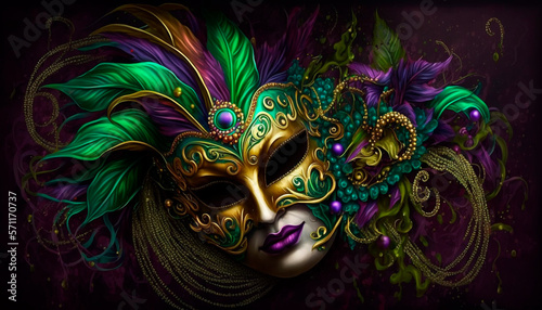Theatrical Venetian mask on a black background 