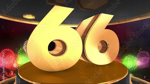 66th birthday animation in gold with fireworks background, 
Animated 66 years Birthday Wishes in 4K 
 photo