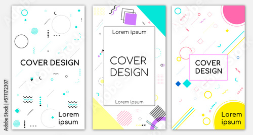 Set of abstract geometric memphis templates. Universal cover Designs for Annual Report, Brochures, Flyers, Presentations, Leaflet, Magazine.