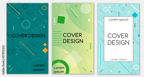 Set of abstract geometric memphis templates. Universal cover Designs for Annual Report, Brochures, Flyers, Presentations, Leaflet, Magazine.