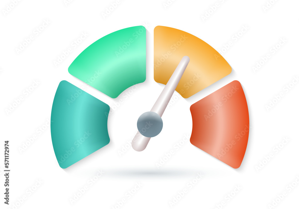Speedometer 3d icon. Gauge meter, speed indicator signs. Credit score, risk scale design. Vector illustration. Speedometer 3d icon. Gauge meter, speed indicator signs. Credit score, risk scale design. Vector illustration.