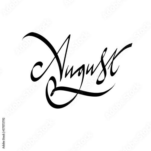 August. The text is handwritten in a calligraphic style. Vector illustration