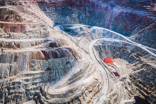 Aerial view of Santa Rita strip copper mine near Silver City, NM photo