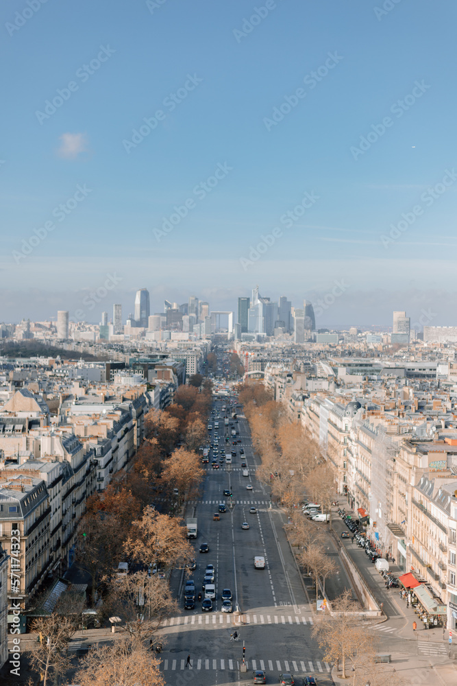 View of the Paris skyline from the top of a memorial