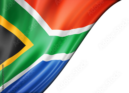 Foto South African flag isolated on white banner