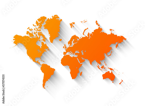 Fototapeta Naklejka Na Ścianę i Meble -  Orange world map illustration on transparent background
