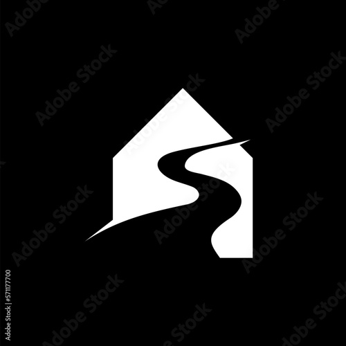 House road logo  icon isolated on black background. 