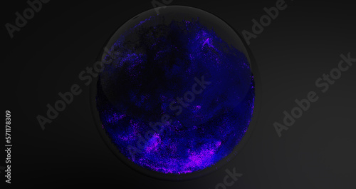 Obraz na płótnie Magic crystal ball on a black background. Glowing particles. Galaxy. Stars. 3D illustration and rendering. w salonie