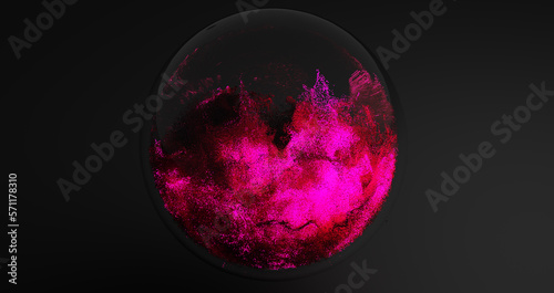 Obraz na płótnie Magic crystal ball on a black background. Glowing particles. Galaxy. Stars. 3D illustration and rendering. w salonie