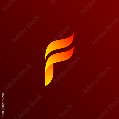 F abstract logo, fire flame vector logo