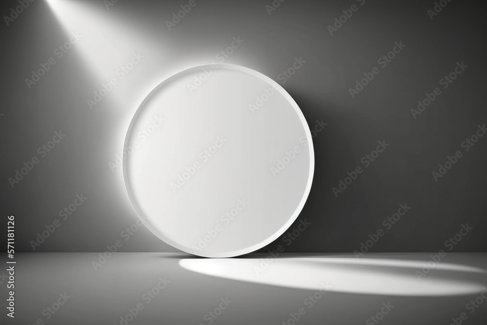 Empty white round layout on grey background. AI Generated. Empty white round layout on grey background. AI Generated.