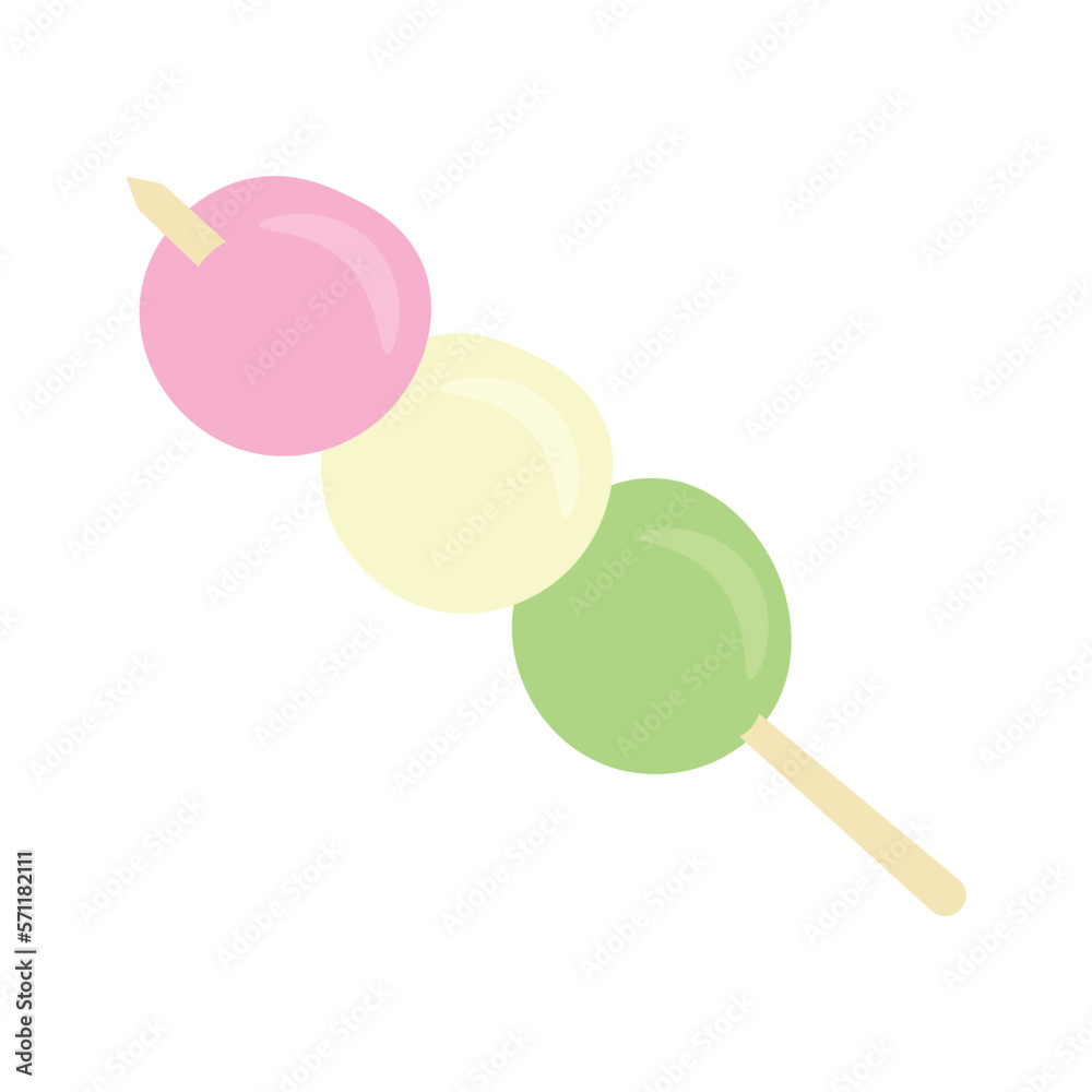 Asian cuisine dish dango isolated on white background. Vector illustration in flat style Asian cuisine dish dango isolated on white background. Vector illustration in flat style