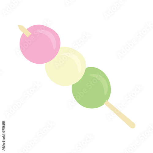 Asian cuisine dish dango isolated on white background. Vector illustration in flat style