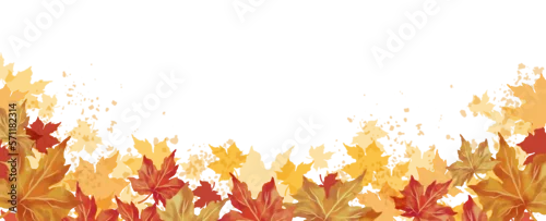 Panel kuchenny z motywem Autumn background. Watercolor maple leaves border. Leaf fall horizontal banner. Thanksgiving and Harvest Day. 