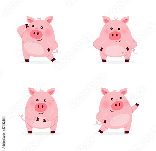 Funny pigs set. Design of a cute animal characters. Vector illustration © Karolina Madej