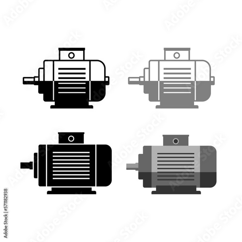 Electric motor icon set, vector illustration