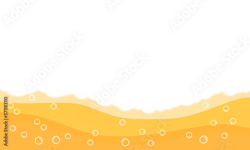 Beer foam waves with bubbles vector illustration. photo