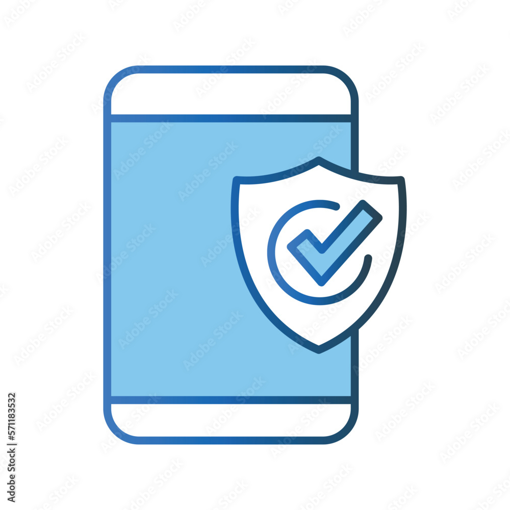 Secure system icon illustration. Mobile phone icon with padlock. icon related to security. Lineal color icon style. Simple vector design editable Secure system icon illustration. Mobile phone icon with padlock. icon related to security. Lineal color icon style. Simple vector design editable