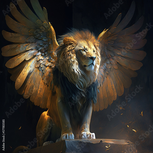 portrait of a lion with wings