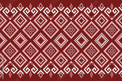 Red traditional ethnic pattern paisley flower Ikat background abstract Aztec African Indonesian Indian seamless pattern for fabric print cloth dress carpet curtains and sarong