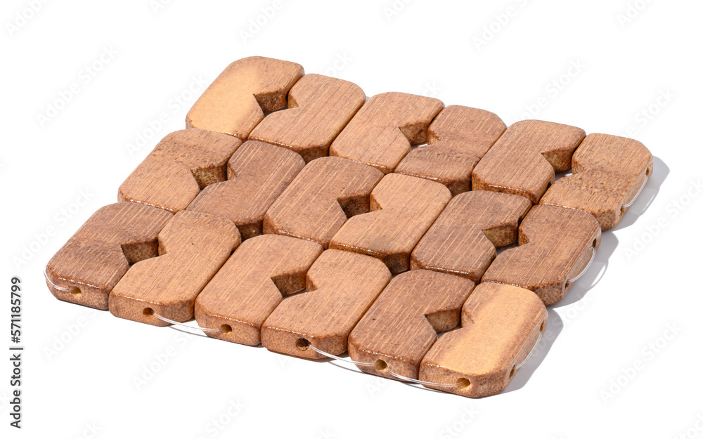 Square wooden coaster for cups us white isolated background