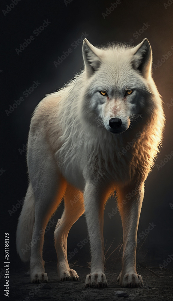Obraz premium White Wolf, Generative AI, Illustration
