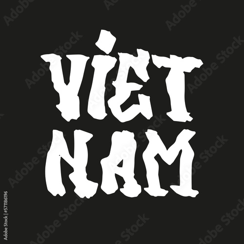 Vietnam. Name country word text card, banner script. Beautiful typography inscription greeting calligraphy poster black. Handwritten design modern brush lettering isolated vector.