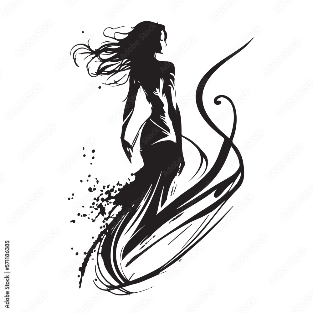 Abstract Vector Illustration Of A Beautiful Woman Female Silhouette Great For The Logo Of The