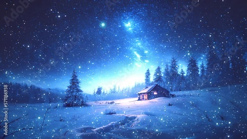 幻想的な冬景色 幻想的な雪の風景 雪原 背景 ループ シームレス